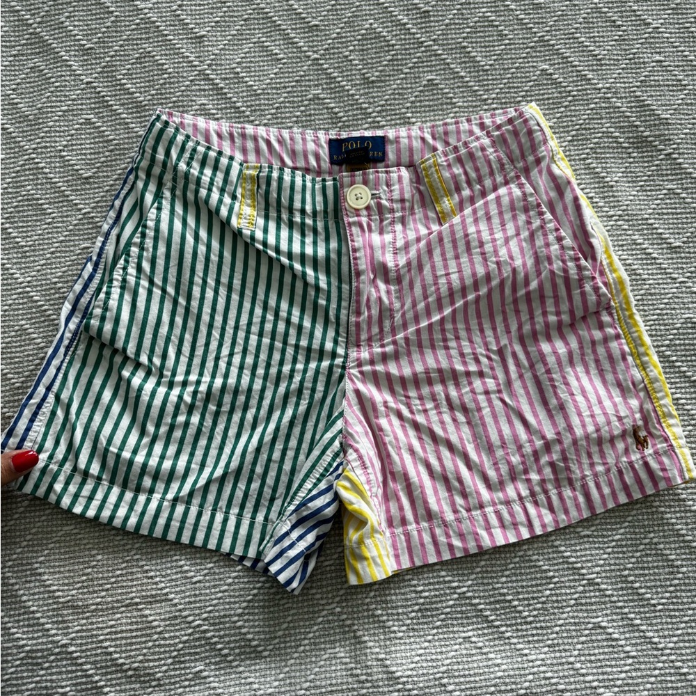 Polo by Ralph Lauren Multistripe Cotton Shorts in Green, Pink & Yellow